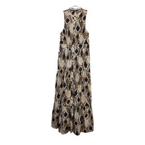 Maeve by Anthropologie Snake-Printed Maxi Button Front Back Cutout Dress Size 2‎